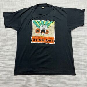 Vintage 80s screen stars single stitch Halloween Scream T Shirt Adult XL Black